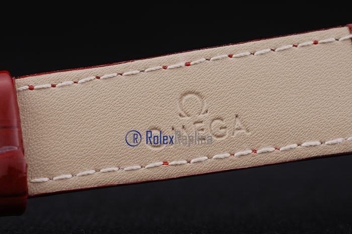 Omega replica seamaster co-axial red lady strip leather imitazione copia - immagine 9