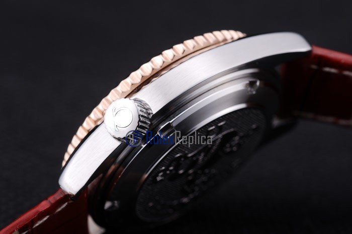 Omega replica seamaster co-axial red lady strip leather imitazione copia - immagine 11