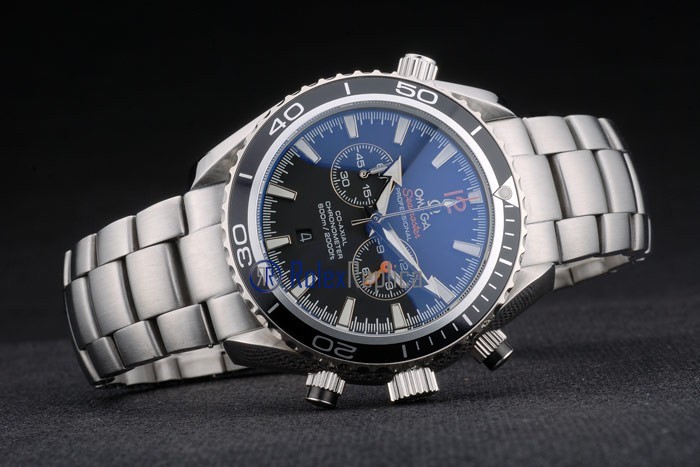 Omega replica seamaster co-axial chrono acciaio black imitazione copia - immagine 5