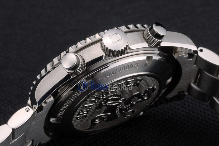 Omega replica seamaster co-axial chrono acciaio black imitazione copia - immagine 10