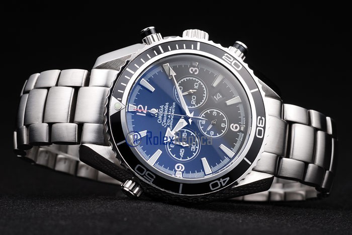 Omega replica seamaster co-axial chrono acciaio black dial imitazione copia - immagine 5