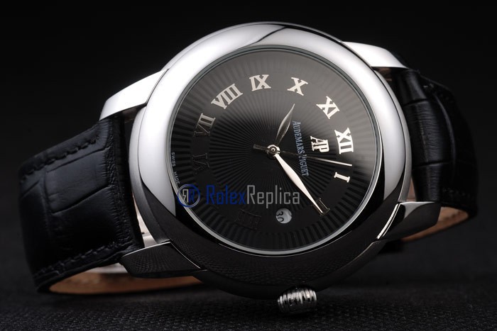 audemars piguet replica black dial strip leather imitazione copia - immagine 5