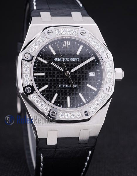audemars piguet replica royal oak jumb black dial strip leather imitazione copia