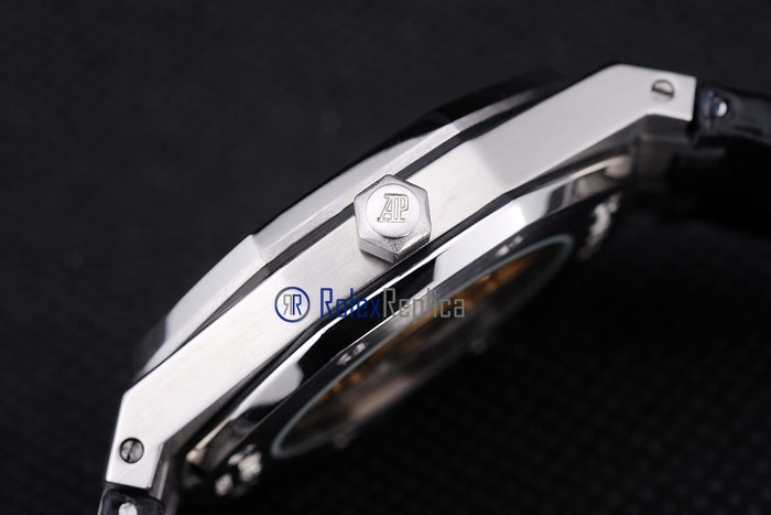 audemars piguet replica royal oak jumb black dial strip leather imitazione copia - immagine 10
