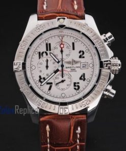 Breitling replica chrono acciaio white dial strip leather imitazione copia