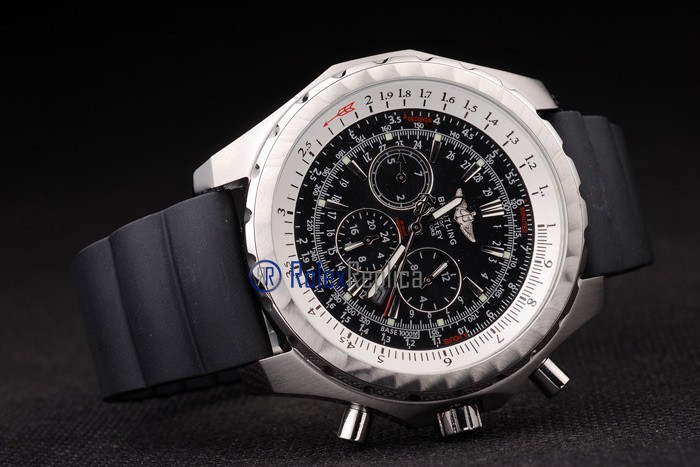 Breitling replica chrono navitimer strip rubber black dial imitazione copia - immagine 5