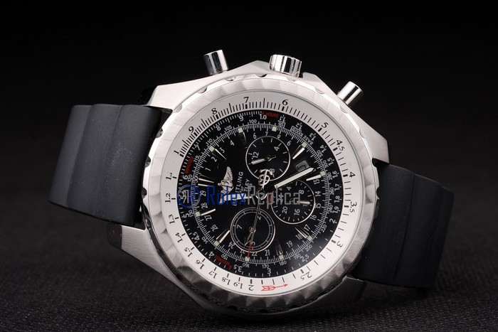 Breitling replica chrono navitimer strip rubber black dial imitazione copia - immagine 6