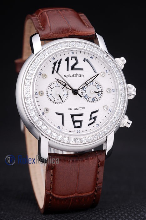 audemars piguet replica chrono tourbillon acciaio white strip leather imitazione copia - immagine 3