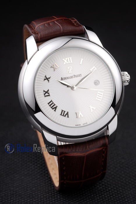 audemars piguet replica white dial strip leather imitazione copia - immagine 3