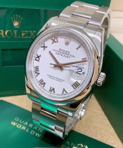 Alternative view of Rolex replica datejust 126200 white oyster roman