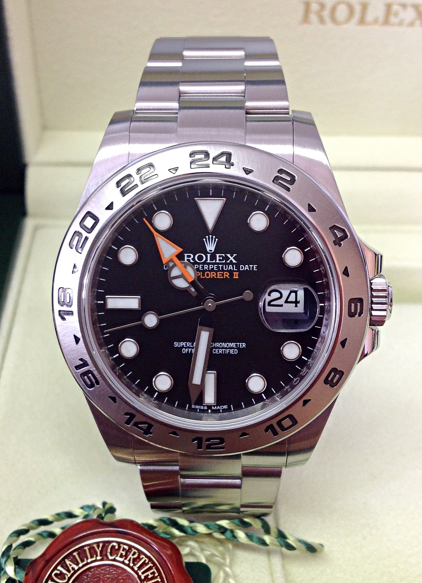 rolex replica explorer II acciaio big 42mm black dial orologio replica copia lusso imitazione - immagine 2