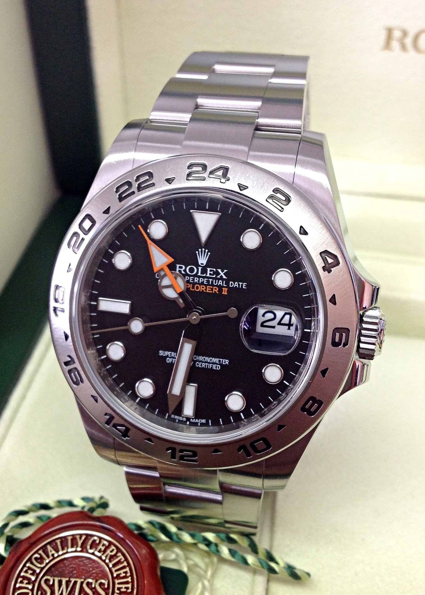 rolex replica explorer II acciaio big 42mm black dial orologio replica copia lusso imitazione - immagine 3