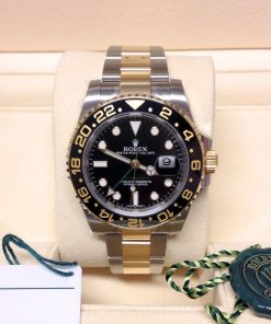 Alternative view of rolex replica GMT master II acciaio oro ceramica black dial orologio replica