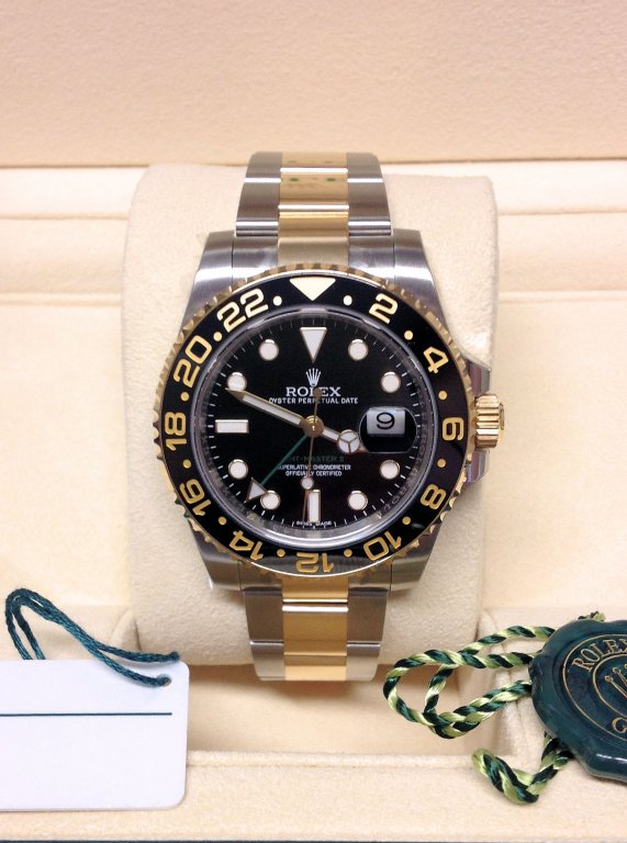 rolex replica GMT master II acciaio oro ceramica black dial orologio replica - immagine 5