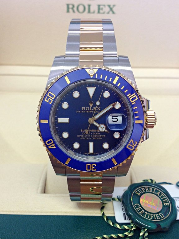 rolex replica submariner acciaio oro blue dial orologio replica copia imitazione - immagine 6