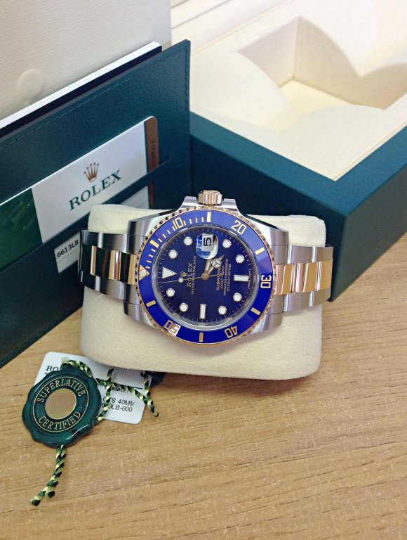 rolex replica submariner acciaio oro blue dial orologio replica copia imitazione - immagine 4