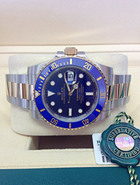 rolex replica submariner acciaio oro blue dial orologio replica copia imitazione - immagine 2