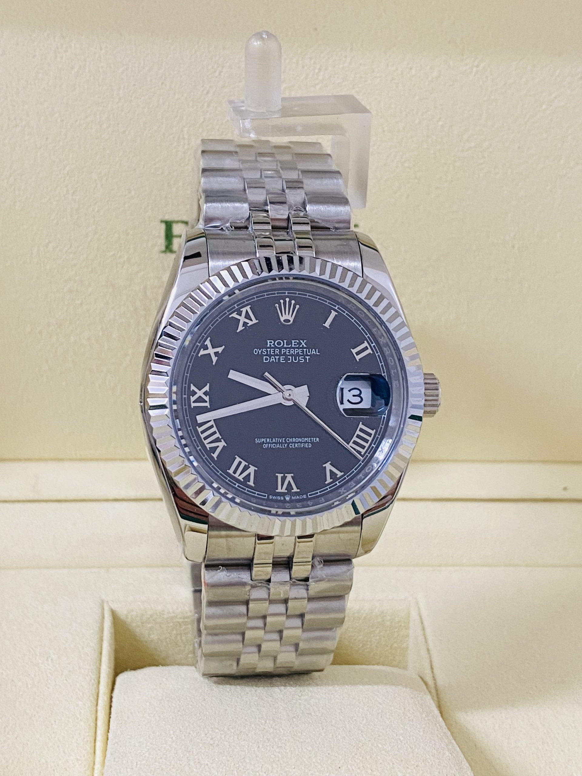 rolex replica datejust black roman orologio imitazione