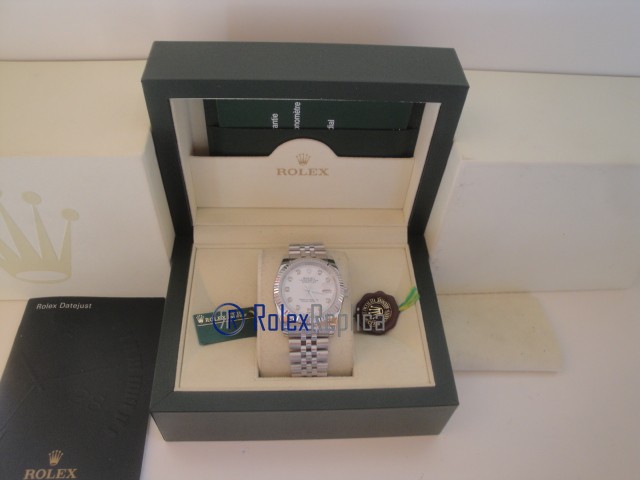 rolex replica datejust white brillantini orologio imitazione - immagine 2