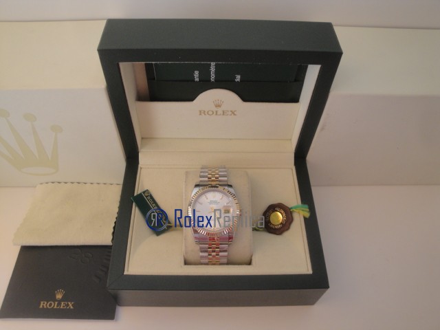 rolex replica datejust acciaio oro argento barrette orologio imitazione - immagine 2