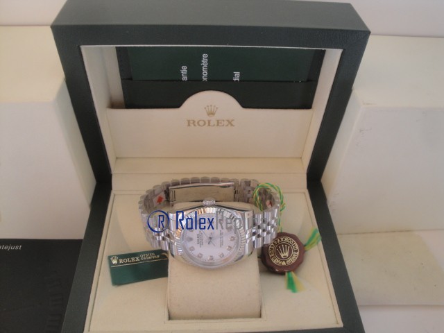 rolex replica datejust white brillantini orologio imitazione - immagine 11