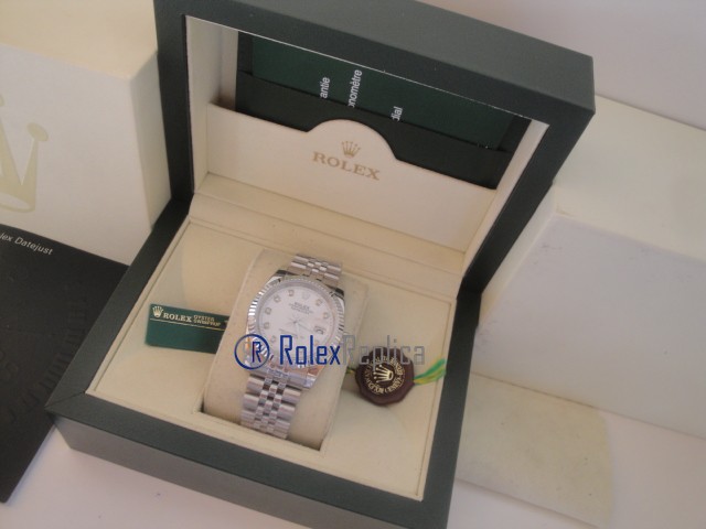 rolex replica datejust white brillantini orologio imitazione - immagine 3