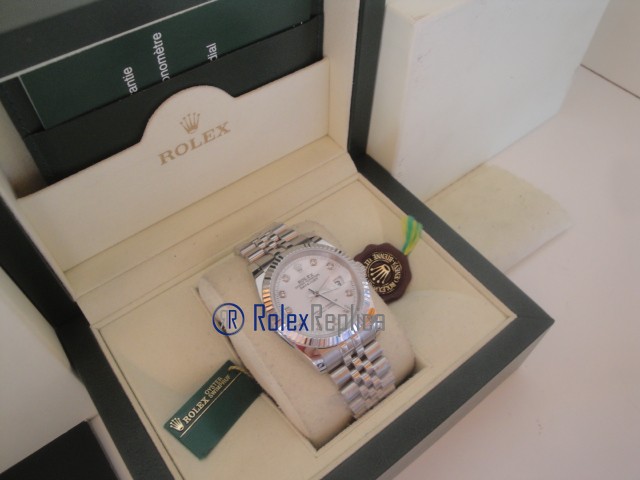 rolex replica datejust white brillantini orologio imitazione - immagine 4