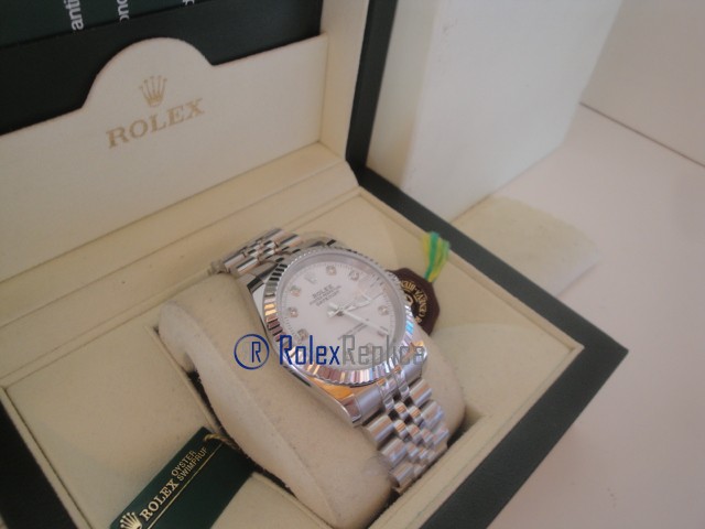 rolex replica datejust white brillantini orologio imitazione - immagine 5