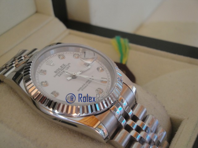 rolex replica datejust white brillantini orologio imitazione - immagine 6