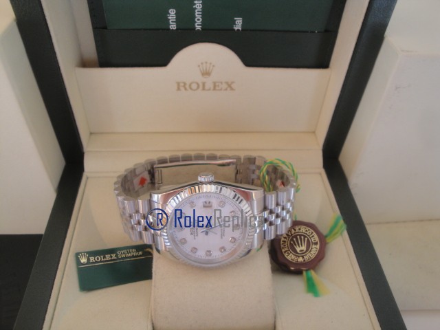rolex replica datejust white brillantini orologio imitazione - immagine 10