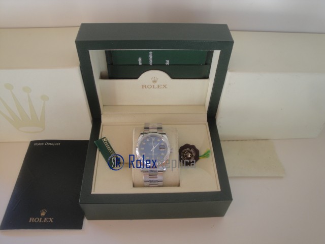 rolex replica datejust blu brillantini oyster orologio imitazione - immagine 2