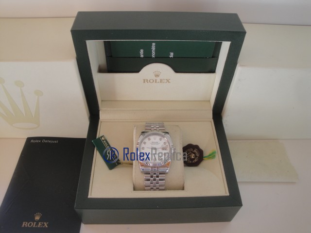 rolex replica datejust argento brillantini orologio imitazione - immagine 2