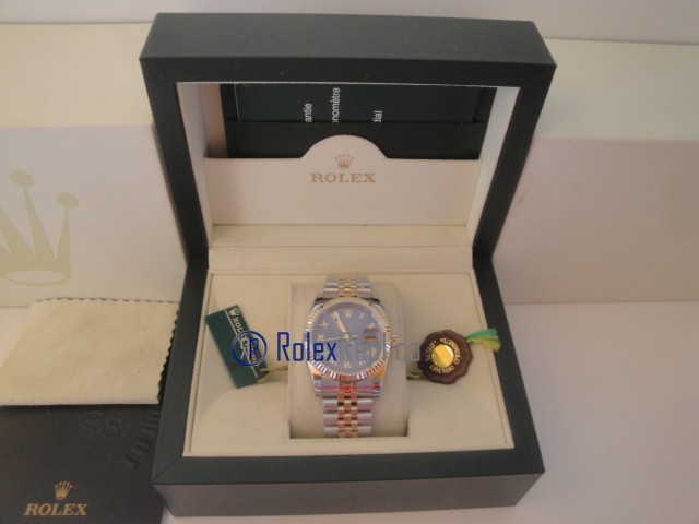 rolex replica datejust acciaio oro blu roman orologio imitazione - immagine 2