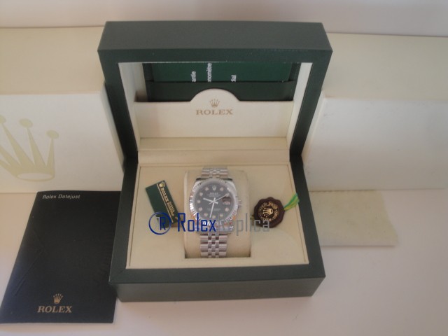 rolex replica datejust black brillantini orologio imitazione - immagine 2