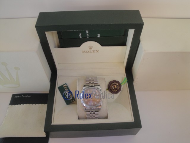 rolex replica datejust argento brillantini orologio imitazione - immagine 2