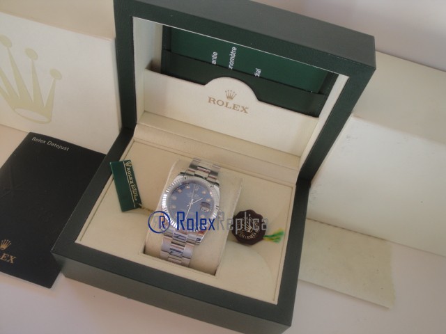 rolex replica datejust blu brillantini oyster orologio imitazione - immagine 3