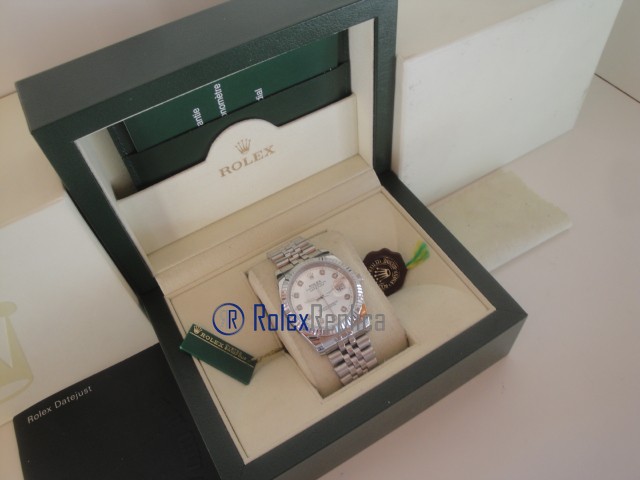 rolex replica datejust argento brillantini orologio imitazione - immagine 3