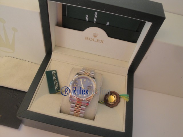 rolex replica datejust acciaio oro blu roman orologio imitazione - immagine 3