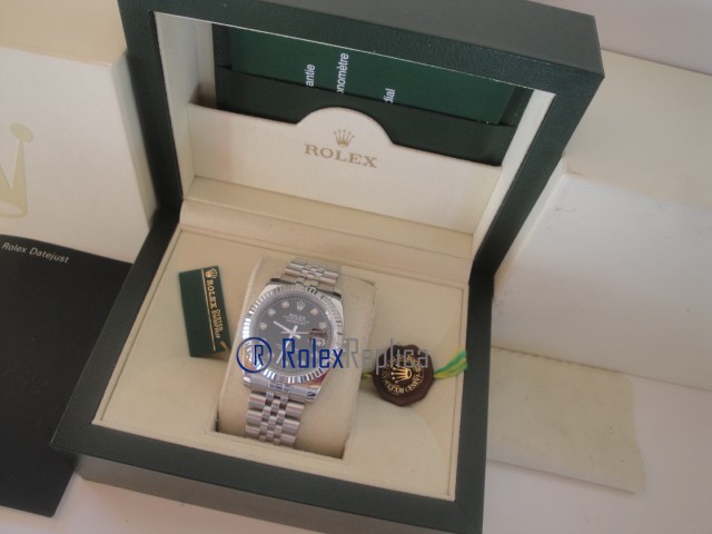 rolex replica datejust black brillantini orologio imitazione - immagine 3
