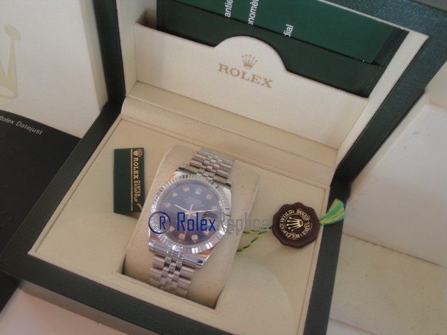 rolex replica datejust blu brillantini orologio imitazione - immagine 4