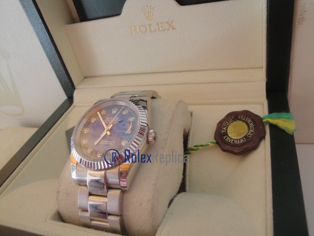 rolex replica datejust nero blu brillantini oyster orologio imitazione - immagine 5