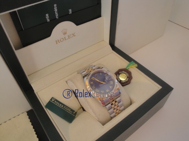 rolex replica datejust acciaio oro blu roman orologio imitazione - immagine 5