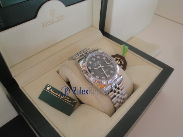 rolex replica datejust black brillantini orologio imitazione - immagine 5