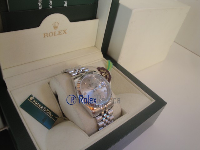 rolex replica datejust argento brillantini orologio imitazione - immagine 5