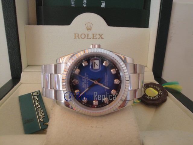rolex replica datejust nero blu brillantini oyster orologio imitazione - immagine 6
