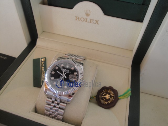 rolex replica datejust black brillantini orologio imitazione - immagine 6
