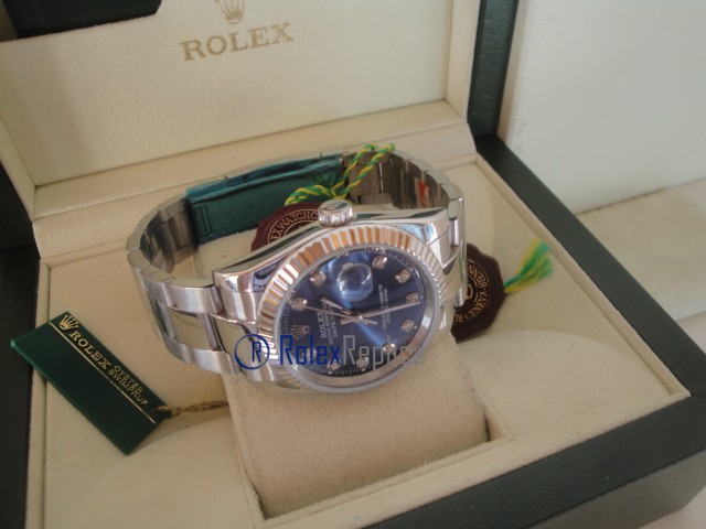 rolex replica datejust blu brillantini oyster orologio imitazione - immagine 7