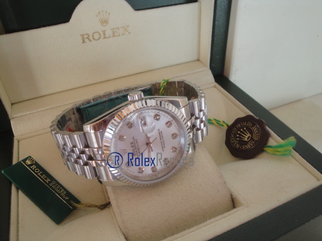rolex replica datejust argento brillantini orologio imitazione - immagine 7