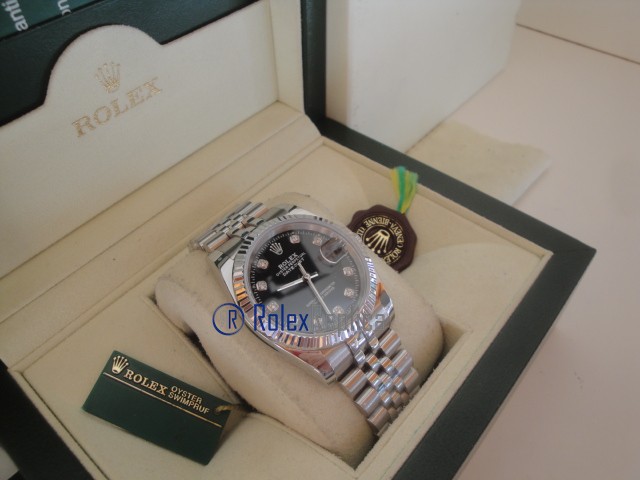 rolex replica datejust black brillantini orologio imitazione - immagine 7
