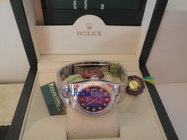 rolex replica datejust nero blu brillantini oyster orologio imitazione - immagine 8